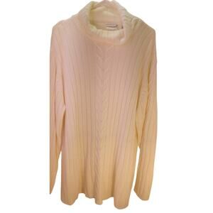 Fashion Bug White Cable Knit Turtleneck Sweater Women's 18/20W Fisherman Core